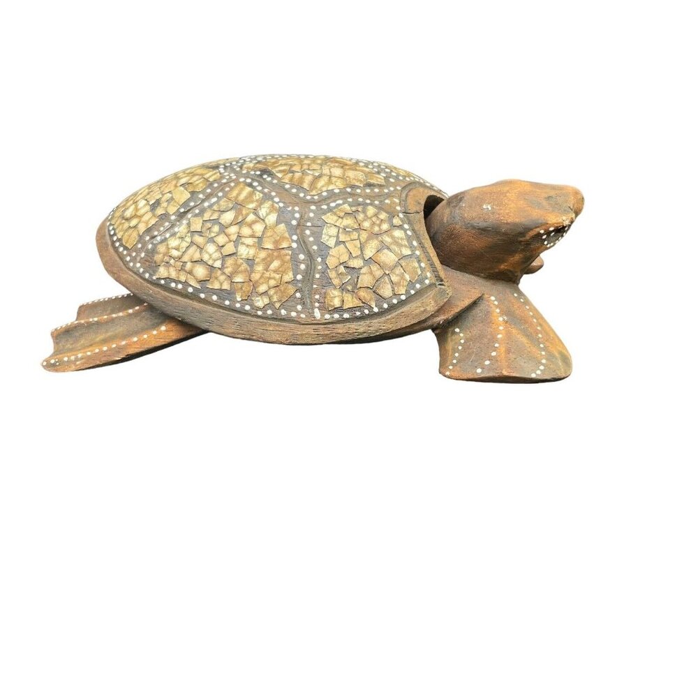 Vintage Folk Art Painted Wood Sea Turtle Candle Holder Costa Rica - Picture 3 of 8